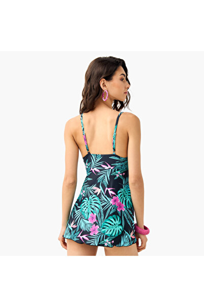 FAV Floral Print Strappy Swim Top and Briefs Set