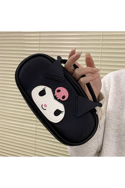 Choice Kuromi Sanrio Women Makeup Bag Kuromi Melody Cute PU Toiletries Cosmetic Organizer Zipper Bag Trave