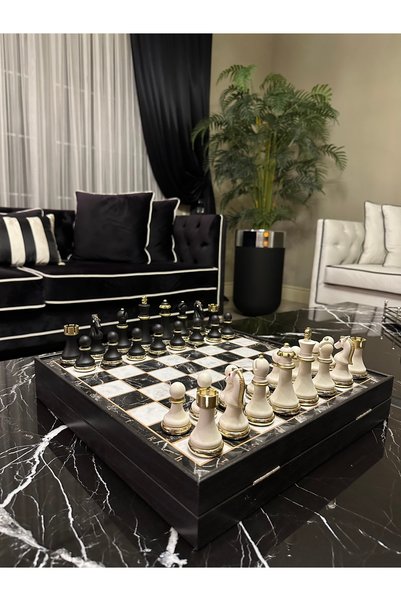 POLO BLUE Marginal Classic Chess Set – 36X36 cm Covered Special Design with Storage Space