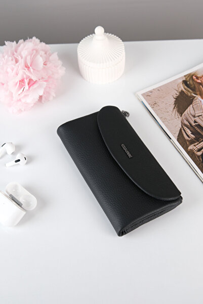 ESGUARE محفظة نسائية متعددة الأقسام مصنوعة من الجلد الطبيعي بنسبة 100%