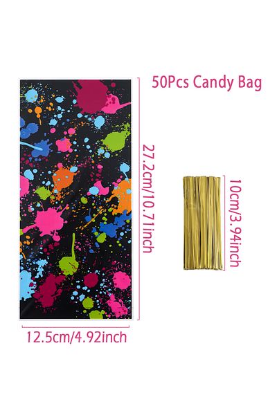 Choice other 50pcs 25/50PCS Fluorescent Themed Art Graffiti Candy Bag Gift Packaging Bag Glow Birthday Part