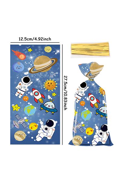 Choice 27.5x12.5cm 50pcs Candy Bags 50pcs Cartoon Outer Space Astronaut Theme Party Gift Packing Bag Candy