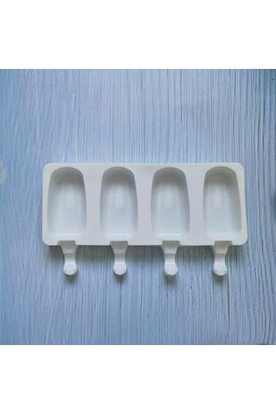 Choice white 4 cavity Ellipse Shaped Silicone Ice Cream Mold DIY Homemade Popsicle Moulds Freezer Cell Ice