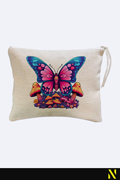 nilizma Butterfly Patterned Linen Handbag