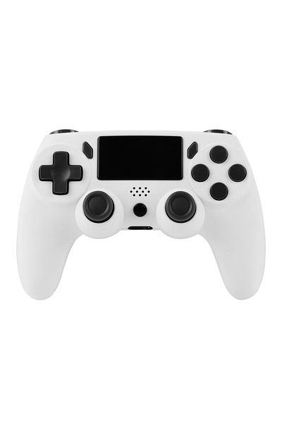 Choice لوحة ألعاب GAMINJA لاسلكية بيضاء مع جيروسكوب 6 محاور ولوحة لمس وعصا تحكم للكمبيوتر الشخصي واهتزاز مزدوج لجهاز PS4 PS3