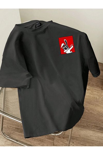 PALPİTO Ανδρικό μπλουζάκι Smoked Cool Rabbit με στάμπα Oversize