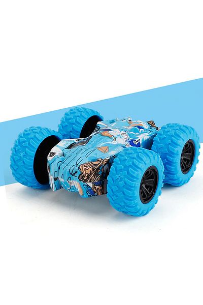 choice2 Blue Double-sided Inertial Car 360-degree Rotating Cross-country Stunt Toy Car Model Toys Children C