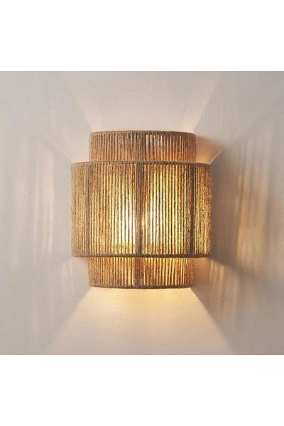 JOYINLED NO BULB green Led Vintage Bamboo Sconce Lamp Hemp Rope Bedroom Bedside Lights Dining Room Living Roo