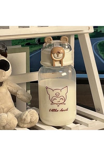 Miniso Klm Sanrio Anime Transparent Straw Cup Hello Kitty Pochacco 600ml Cartoon Plastic Water Cup Straw Dr