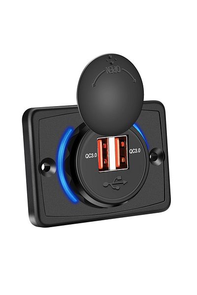 OIMG Dual QC Dual USB QC 3.0 Car Charger Socket 12v 24v Power Outlet For Car Boat Vehicle Bus RV ATVW Pho