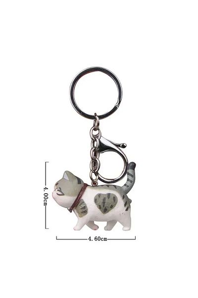 Choice YSK-Grey white Cartoon Bow Cute Cat Keychain Bag Car Pendant Accessories Gift Creative Handmade Deco