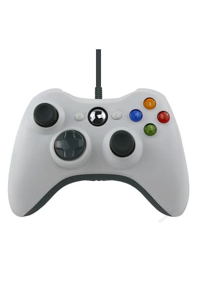 TECTINTER وحدة تحكم ألعاب USB سلكية باللون الأبيض لوحدة تحكم Xbox360 Joypad لأجهزة الكمبيوتر التي تعمل بنظام التشغيل Windows 7/8/10 وعصا التحكم Mando