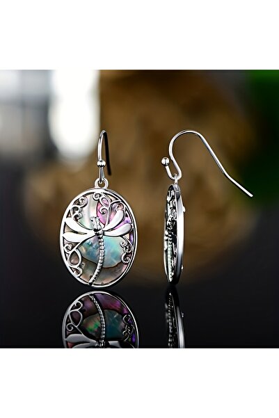 Choice Silver Silver 1 Pair/Delicate Ethnic Abalone Shell Dragonfly Earrings ...