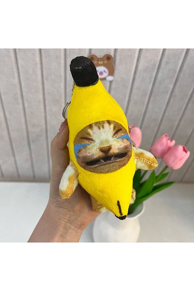 Choice Crying Cat Banana Cat Doll Pendant Keychain Crying Happy Banana Cat Plush Pendant With Sound Toy Car