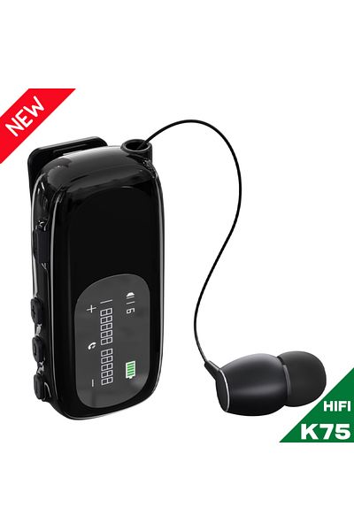 Choice Black K75 Lavalier Business Bluetooth 5.4 Earphone Talk/Music 20H With Mic Noice Cancelling One-Clic