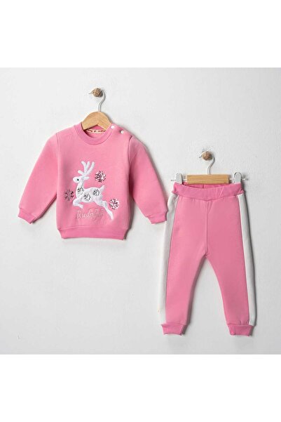 MyPrettyBaby Rudolph Deer Embroidered 3 Thread Baby Girl Bottom and Top Set