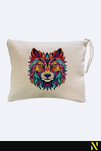nilizma Wolf Patterned Linen Handbag