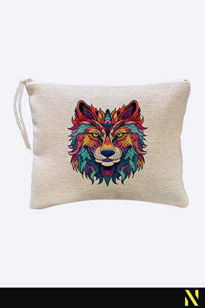 nilizma Wolf Patterned Linen Handbag