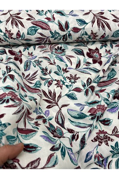 Kumaş Sevdası Summer Patterned Cotton Linen Does Not Show (Width 150 cm)