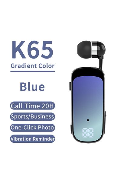 Choice K65 Gradient Blue K65 K55 Lavalier Business Bluetooth 5.2 Headphone Talk/Music Time 20 Hours,LED Dig