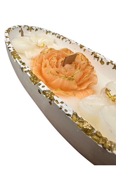 magnocandles Kayık tabakta gül orkide Mum 21x9x4 cm