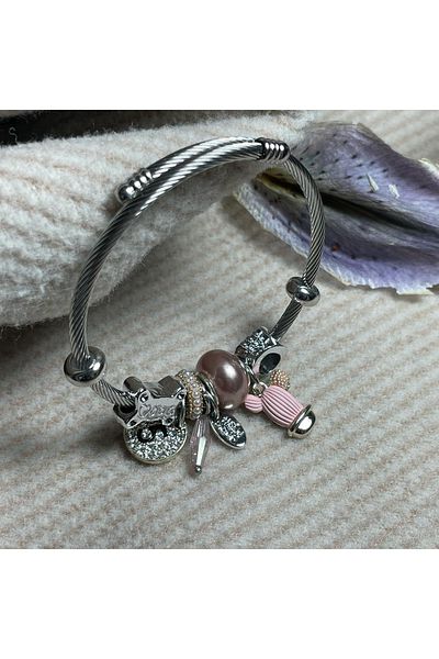 SWEATEE 316L Colorfast Steel Charm Bracelet