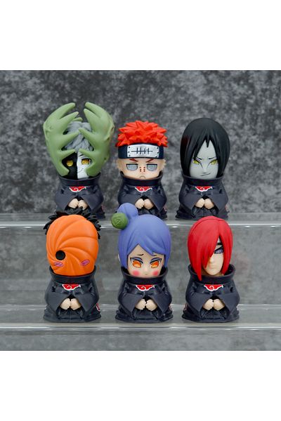 BANDAI A-6PCS 6Pcs/set Naruto Amine figure Shippuden Action Figures Q Version Cute Akatsuki Itachi Pain Ob