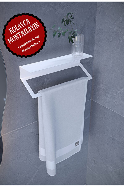 alfams by fmsa Beyaz Metal Raflı, Stantlı, Organizer Havlu Askısı Ultra Güçlü...