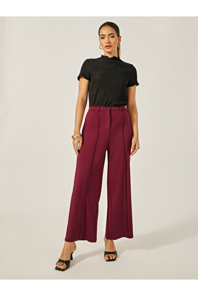 Styli بنطال واسع الساق بارتفاع متوسط مع تفاصيل ثنيات