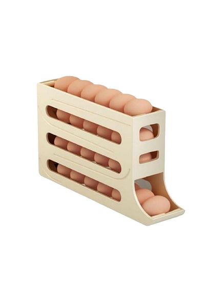 Choice 1PC Yellow 4 Tiers Fridge Egg Rack Large Capacity Egg Dispenser for Refrigerator,Auto Rolling Fridge