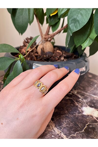 Asteria Jewelry خاتم بتصميم الحجر الأزرق