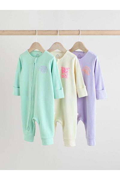 Next Baby 100% Cotton Pastel 3-Piece Jumpsuit Set