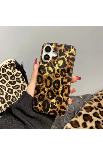 CASABLANCA İphone 16 Uyumlu Leopar Desenli Telefon Kılıfı