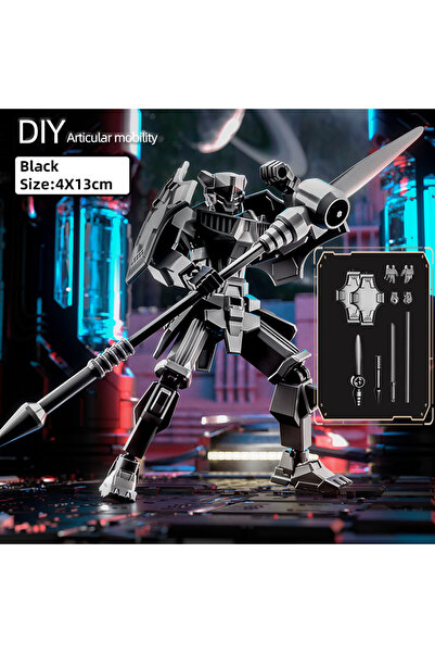 Choice دمية فارس مطبوعة ثلاثية الأبعاد على شكل روبوت متحول متعدد المفاصل باللون الأسود للأطفال