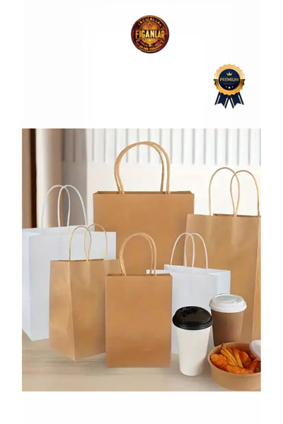 figanlar ambalaj Büküm Saplı kraft Karton Çanta 25x12x31cm (10 adet) orta boy karton çanta