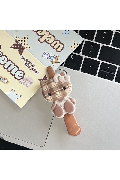 Choice 2 2025 New Large Size Lattice Hello Kitty Hairpin Sanrio Cute Girl Bangs Side Barrette Makeup Tools.