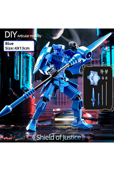 Choice دمية فارس مطبوعة ثلاثية الأبعاد متعددة المفاصل باللون الأزرق قابلة للح...