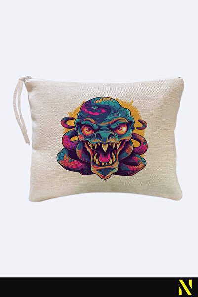 nilizma Snake Patterned Linen Handbag