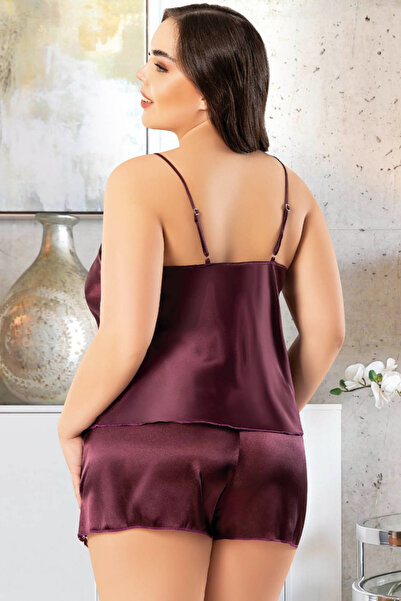 Myluvi Satin Women's Sling Suit (with Shorts) Plus Size Plum