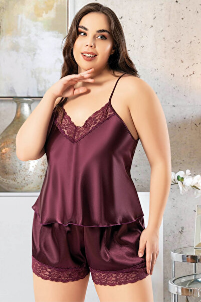 Myluvi Satin Women's Sling Suit (with Shorts) Plus Size Plum