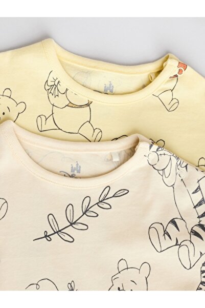 Next Baby 100% Cotton Cream Yellow Winnie the Pooh Motif Romper Set of 2