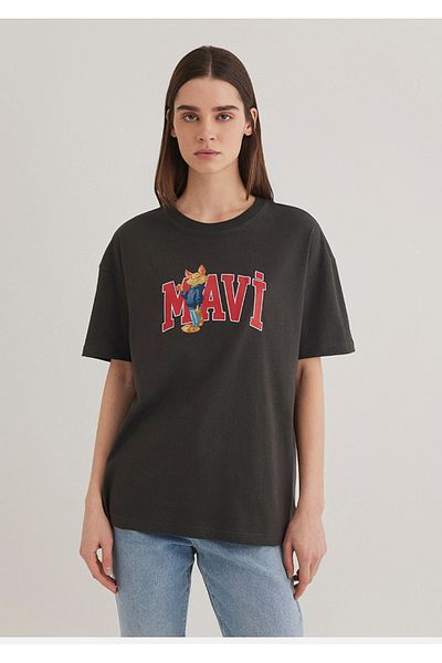 Mavi Γυναικείο μπλουζάκι με τυπωμένο λογότυπο γάτας
