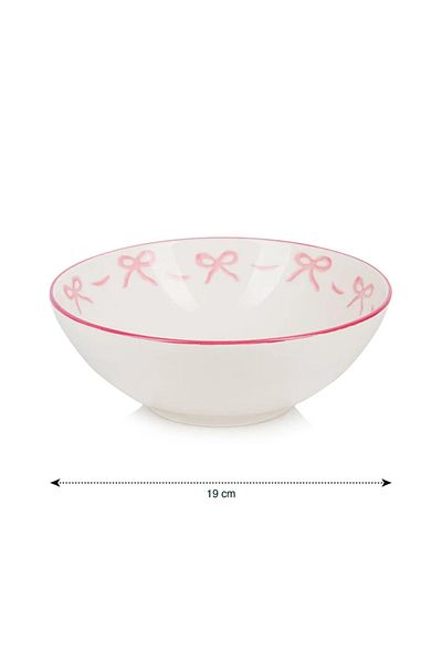 LC Waikiki Pink Bow Printed Ceramic Salad Bowl 19 cm