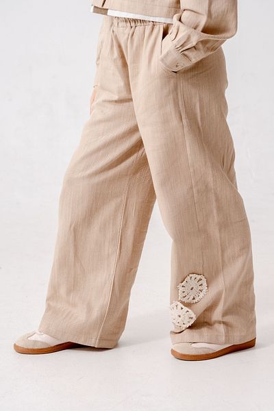 GİYİCEM TEKSTİL Girl's Elastic Linen Trousers 2571