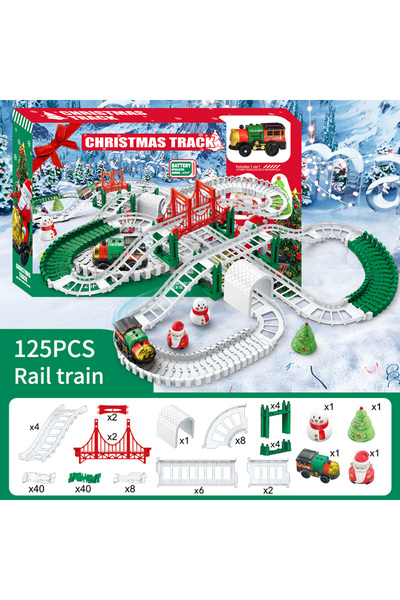Choice1 125 قطعة من ألعاب قطار السيارات الكهربائية المخصصة لعيد الميلاد للأطف...