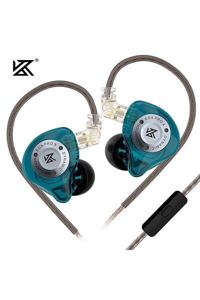 KZ EDXProX Cyan MIC EDX PRO X Wired Earphones HIFI Stereo Bass Music Earbuds In Ear Sport Headphones
