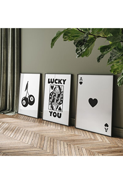 POSTER Lucky You Poster set, Çerçevesiz 3lü Pinterest Poster, Dekoratif Poster