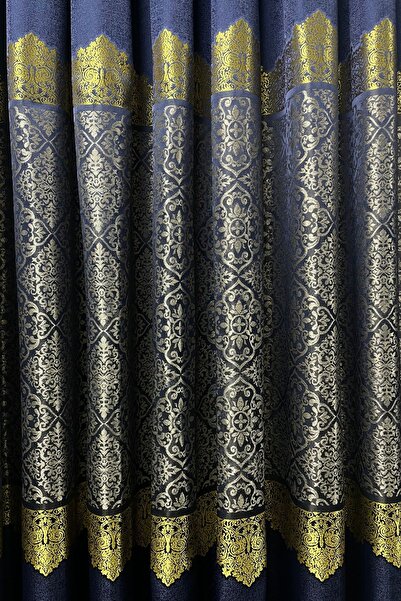 Cortibo Sapphire 1 to 3 Tight Pleated Panel Background Curtain - Navy Blue