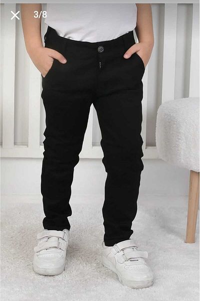 KING SEZAR Boy's Slim Fit Slim Fit Straight Leg Black Jean Trousers with Pockets