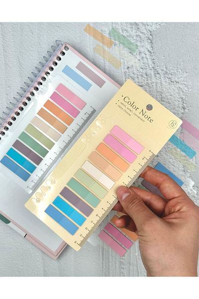 ZeCo Collection 10 Color Ruler Soft Pink Shades Flat Edge Transparent Pet Index Sticker/Index Sticker/Post-it